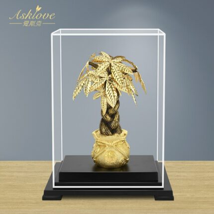 Gold Foil Fortune Tree Ornamentwine Cabinet Decoration Home Living Room Office For Lucky Money Creative Opening