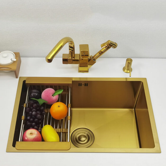 Gold Kitchen Sink 304 Stainless Steel Sinks Above Counter Or Undermount Installation Single Basin Bar Sink 2
