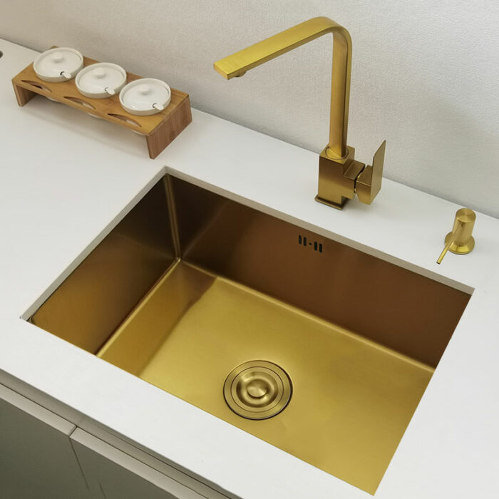 Gold Kitchen Sink 304 Stainless Steel Sinks Above Counter Or Undermount Installation Single Basin Bar Sink 3