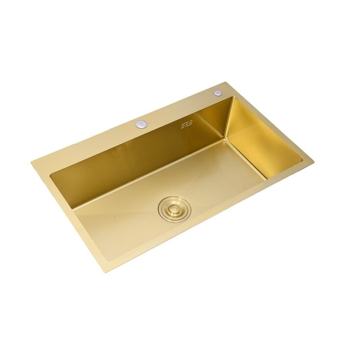 Gold Kitchen Sink Above Counter Or Undermount 304 Stainless Steel Single Bowl Goldn Basket Drainer Soap 3