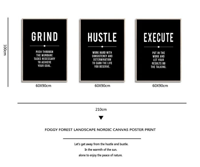 Grind Hustle Success Motivational Posters And Prints Office Decor Modern Art Entrepreneur Motivation Canvas Painting Pictures 4