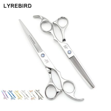 Hair Scissors Cutting 7 Inch Thinning 6 5 Inch Lyrebird Pet Grooming Scissors 5 Color Wholesale