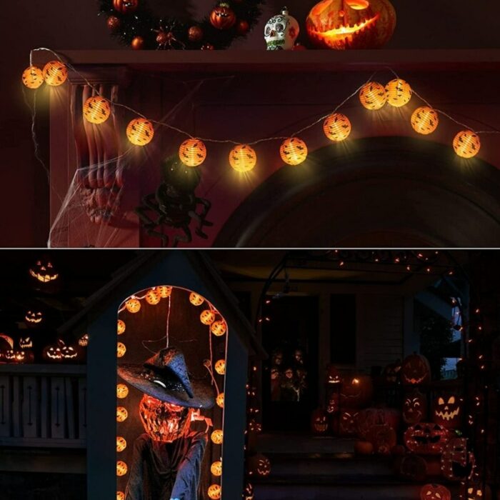 Halloween Lights String 10 20 Led Ghost Bat Pumpkin Light Battery Operated For Indoor Outdoor Holiday 2