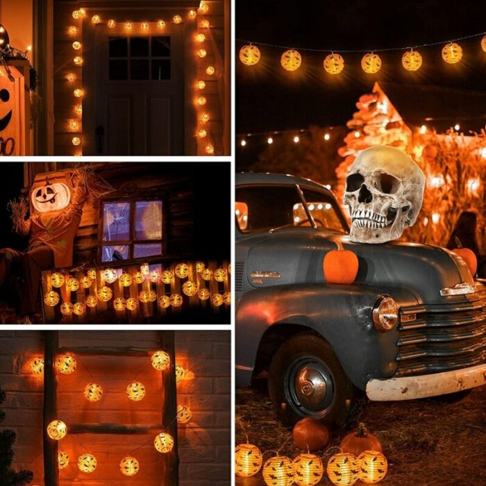 Halloween Lights String 10 20 Led Ghost Bat Pumpkin Light Battery Operated For Indoor Outdoor Holiday 4