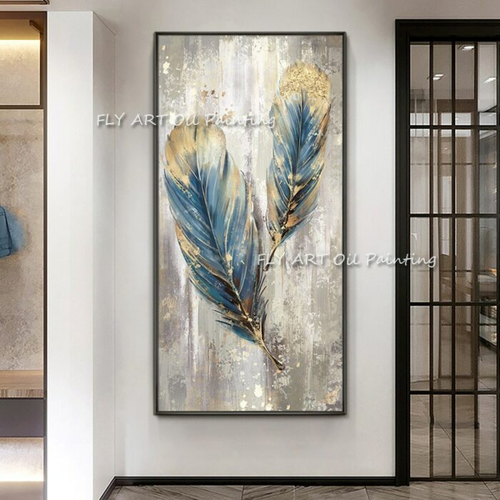 Hand Painted Modern Abstract Feather Oil Painting On Canvas Home Wall Art Picture For Living Room 2