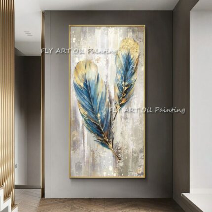 Hand Painted Modern Abstract Feather Oil Painting On Canvas Home Wall Art Picture For Living Room