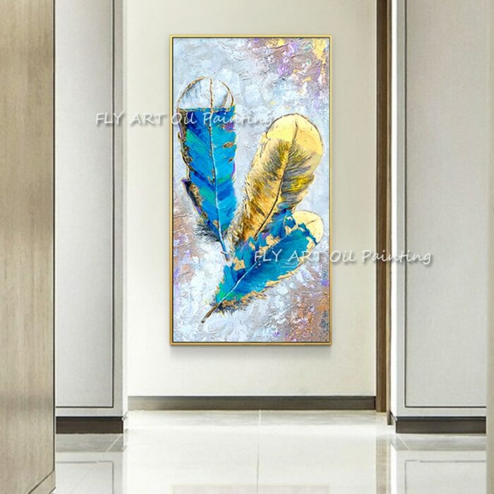 Hand Painted Modern Abstract Feather Oil Painting On Canvas Home Wall Art Picture For Living Room 5