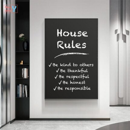House Rules Wall Art Poster Motivational Quote Canvas Painting Inspiration Hd Print Picture Office Canvas Poster