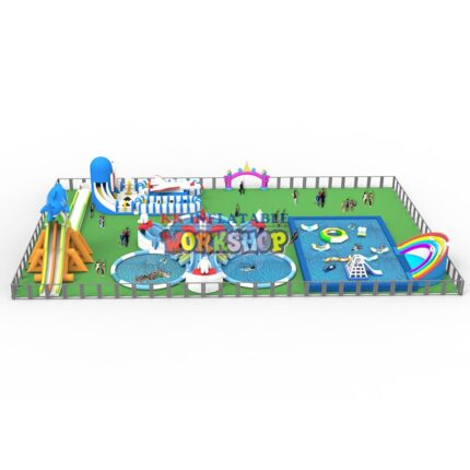 Inflatable Dry Playground Land Water Park Inflatable Pool With Slide Water Games Inflatable Aqua Amusement Park 1
