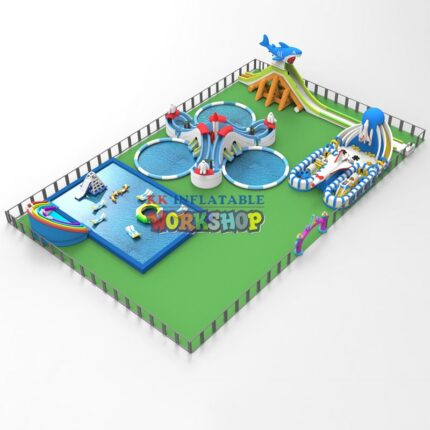 Inflatable Dry Playground Land Water Park Inflatable Pool With Slide Water Games Inflatable Aqua Amusement Park
