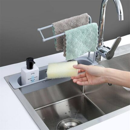 Kitchen Sink Drain Rack Creative Pp Gel Drainage Rack Tableware Sponge Soap Drying Telescopic Sink Holder 1