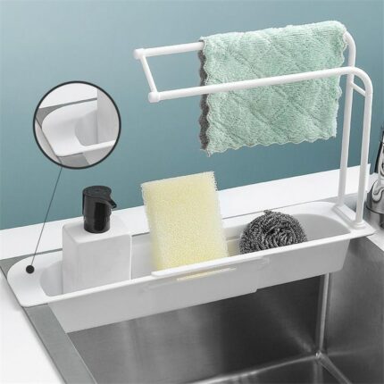 Kitchen Sink Drain Rack Creative Pp Gel Drainage Rack Tableware Sponge Soap Drying Telescopic Sink Holder