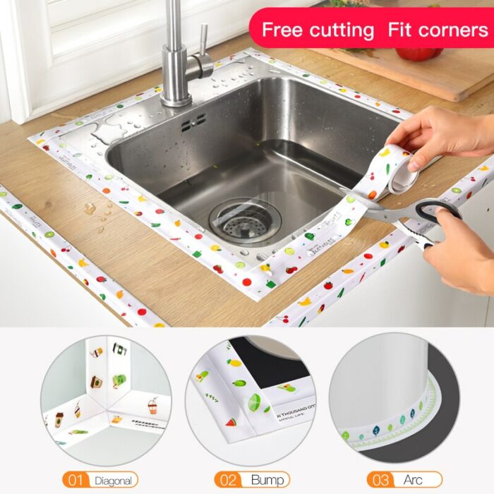 Kitchen Sink Waterproof Sticker Anti Mold Waterproof Tape Bathroom Countertop Toilet Gap Self Adhesive Seam Stickers 3