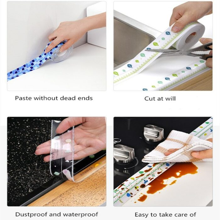 Kitchen Sink Waterproof Sticker Anti Mold Waterproof Tape Bathroom Countertop Toilet Gap Self Adhesive Seam Tape 3
