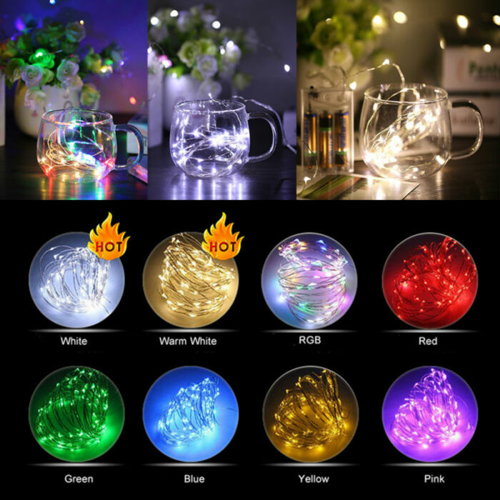 Led Battery Operated Fairy Lights 2m 20 Bulbs Christmas Mariage Party Wedding Decorations Timer Copper Wire 5
