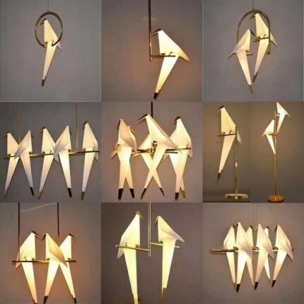 Led Bird Wall Lamp Bedside Lamp Creative Origami Paper Crane Pendant Light For Loft Bedroom Study 1