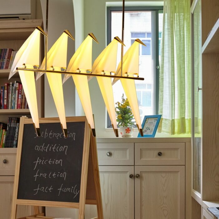 Led Bird Wall Lamp Bedside Lamp Creative Origami Paper Crane Pendant Light For Loft Bedroom Study 5