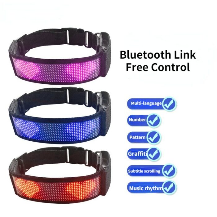 Led Display Pet Dog Collar Anti Lost Can Message Collar Bluetooth Link Free Control Dogs Cat 3.jpg