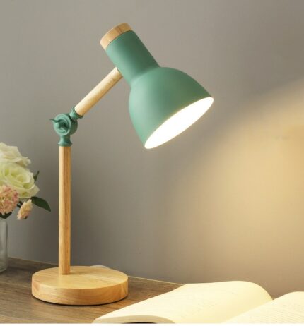 Led Table Desk Lamp Creative Nordic Wooden Art Iron Folding Bedroom Eye Protection Reading Light Simple 1