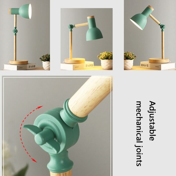 Led Table Desk Lamp Creative Nordic Wooden Art Iron Folding Bedroom Eye Protection Reading Light Simple 2