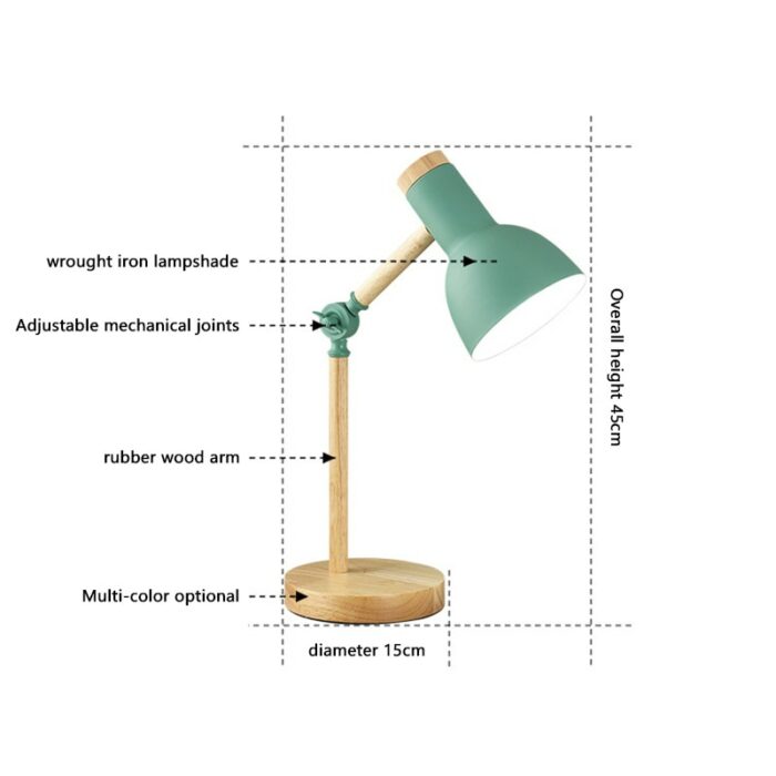 Led Table Desk Lamp Creative Nordic Wooden Art Iron Folding Bedroom Eye Protection Reading Light Simple 4