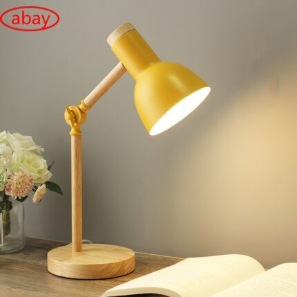 Led Table Desk Lamp Creative Nordic Wooden Art Iron Folding Bedroom Eye Protection Reading Light Simple
