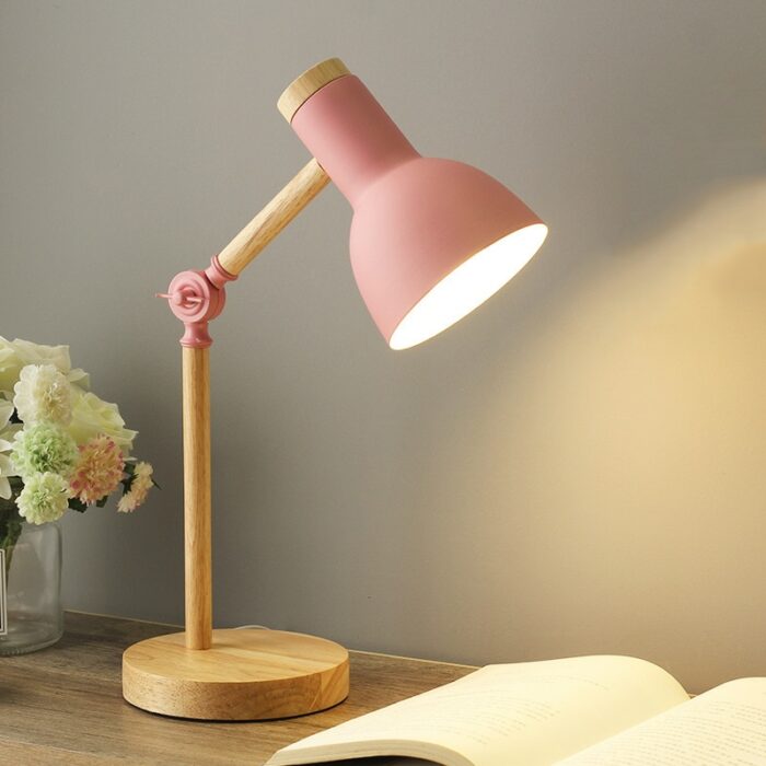 Led Table Desk Lamp Creative Nordic Wooden Art Iron Folding Bedroom Eye Protection Reading Light Simple 5