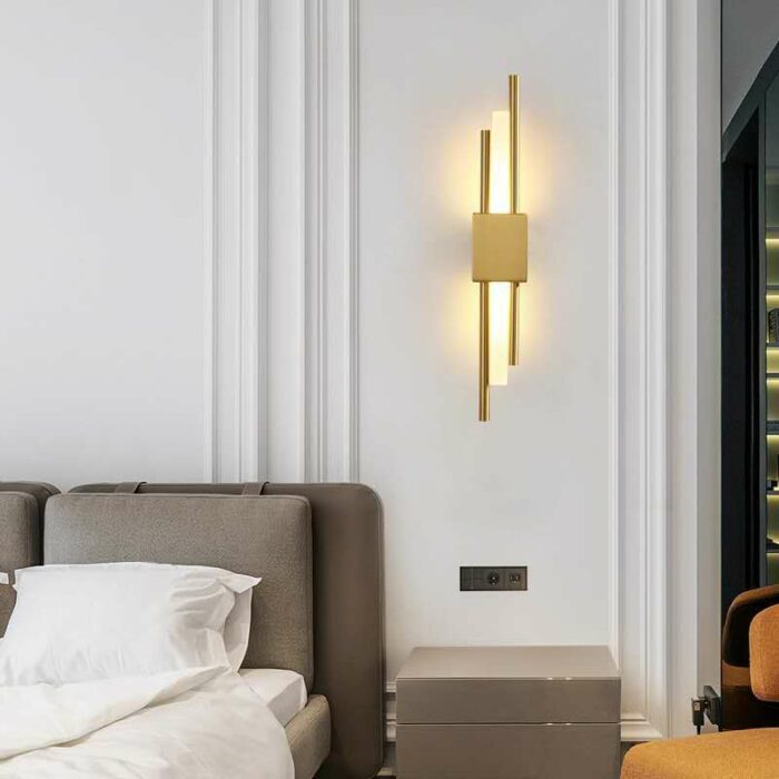 Led Wall Lamp Modern Stylish Black Gold 50cm Metal Acrylic Pipe For Bedroom Bedside Led Lights 4