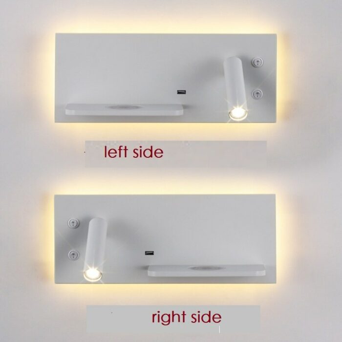 Led Bedroom Wall Lamp With Wireless Charger Mobile Phone Bedside Bedroom Modern Reading Pavilion Building Usb 2
