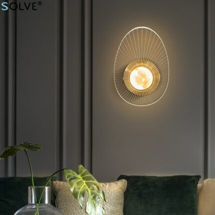 Luxury Golden Led Wall Lamp Creative Single Head Acrylic Shell Wall Light Living Room Bedroom Corridor