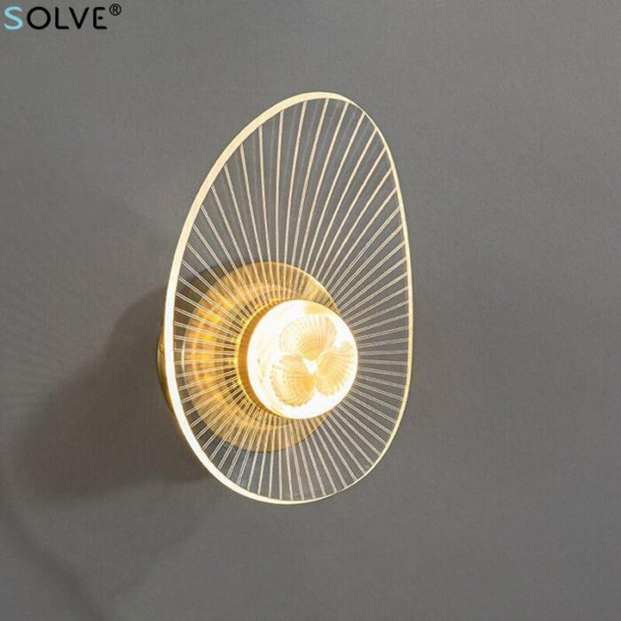 Luxury Golden Led Wall Lamp Creative Single Head Acrylic Shell Wall Light Living Room Bedroom Corridor 5