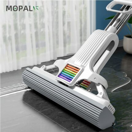 Mopall Half Fold Squeeze Collodion Mop Hand Free Strong Water Absorption Home Tiles Wood Household Cleaning