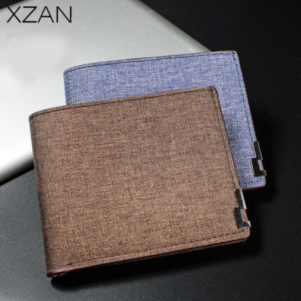 Men S Multifunctional Canvas Wallet Leisure Travel Lightweight Portable Short Style All Match Male Credit Card