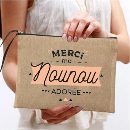 Merci Ma Nounou Ador E Print Cosmetic Bag Women Neceser Makeup Bags Linen Zipper Pouch Travel