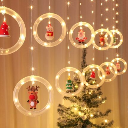Merry Christmas Santa Claus Led Curtain Light For Home Diy Christmas Tree Decorations Xmas Natale New 1