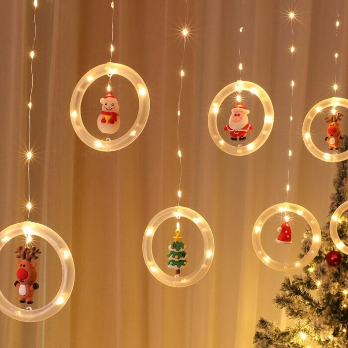 Merry Christmas Santa Claus Led Curtain Light For Home Diy Christmas Tree Decorations Xmas Natale New 3