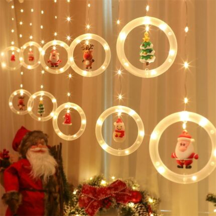 Merry Christmas Santa Claus Led Curtain Light For Home Diy Christmas Tree Decorations Xmas Natale New