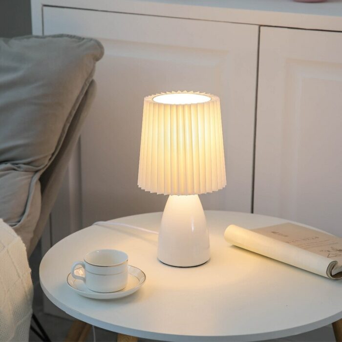 Milkshake Bedroom Night Lamp Desk Light E27 Pleats Table Led Ins Floor Girl Bedside Ceramic Indoor 2