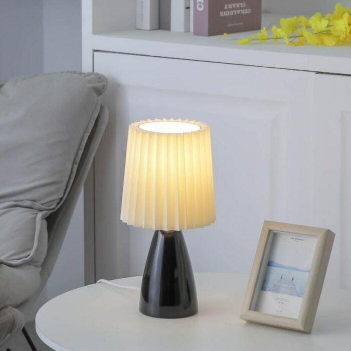 Milkshake Bedroom Night Lamp Desk Light E27 Pleats Table Led Ins Floor Girl Bedside Ceramic Indoor 4