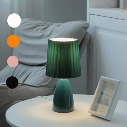 Milkshake Bedroom Night Lamp Desk Light E27 Pleats Table Led Ins Floor Girl Bedside Ceramic Indoor