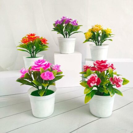 Mini Artificial Flower Plants Bonsai Small Simulated Tree Pot Plants Fake Flowers Office Table Potted Ornaments