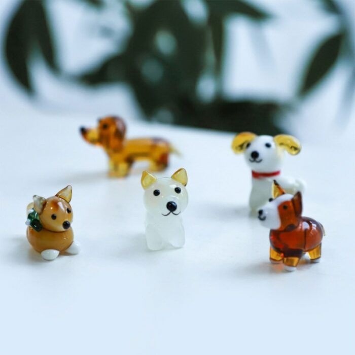 Mini Cute Dog Ornament Miniature Dogs Figurine Desktop Ornaments Car Decor For Home Bedroom Dormitory Office