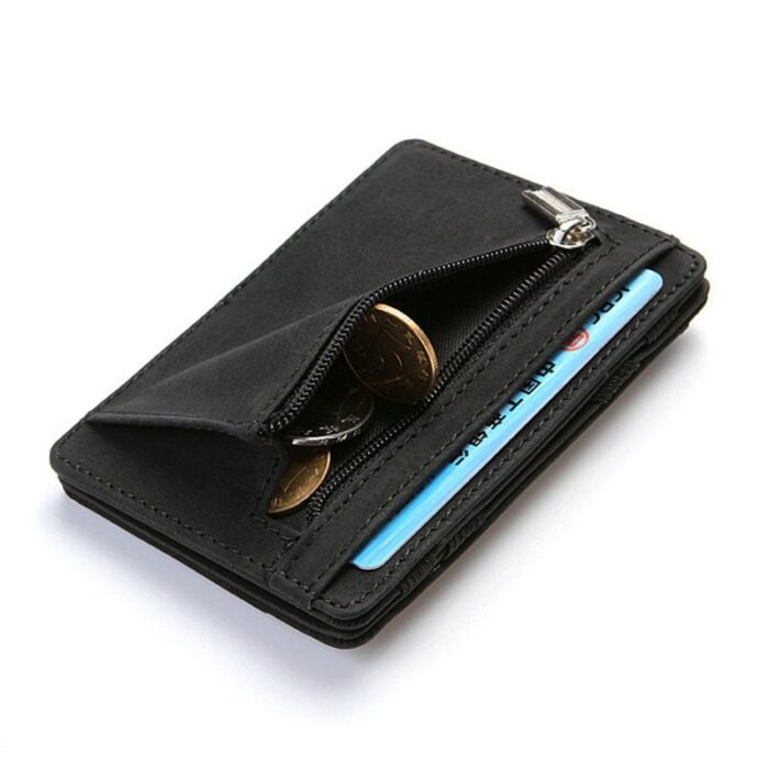 Mini Men Card Holder Wallets Zipper Coin Pocket Slim Magic Male Wallet Quality Pu Leather Credit 4