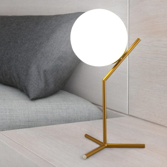 Modern Led Desk Lamp Nordic Glass Ball Table Lighting Bedroom Bedside Round Golden Minimalist Indoor Fixture 2