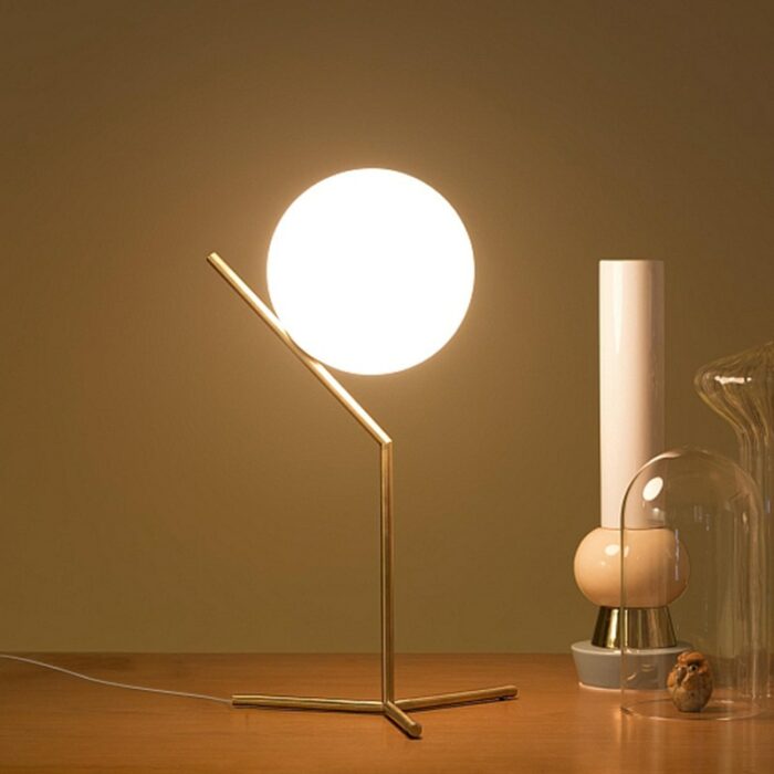 Modern Led Desk Lamp Nordic Glass Ball Table Lighting Bedroom Bedside Round Golden Minimalist Indoor Fixture 3