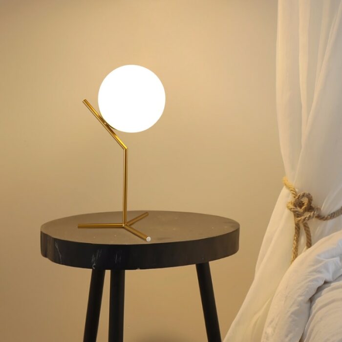 Modern Led Desk Lamp Nordic Glass Ball Table Lighting Bedroom Bedside Round Golden Minimalist Indoor Fixture 4