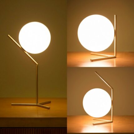 Modern Led Desk Lamp Nordic Glass Ball Table Lighting Bedroom Bedside Round Golden Minimalist Indoor Fixture