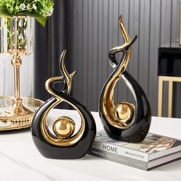 Modern Luxurious Living Room Home Decoration Accessories Abstract Ceramic Figurines Office Decoration Desk Souvenir Crafts Gift 4