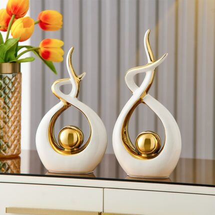 Modern Luxurious Living Room Home Decoration Accessories Abstract Ceramic Figurines Office Decoration Desk Souvenir Crafts Gift