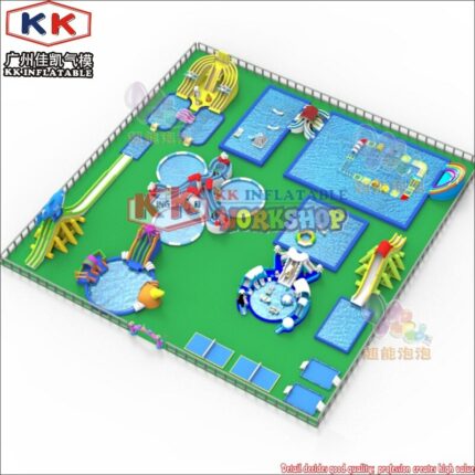 Movable Inflatable Water Park For Entertianing With Water Slide Frame Pool Water Games